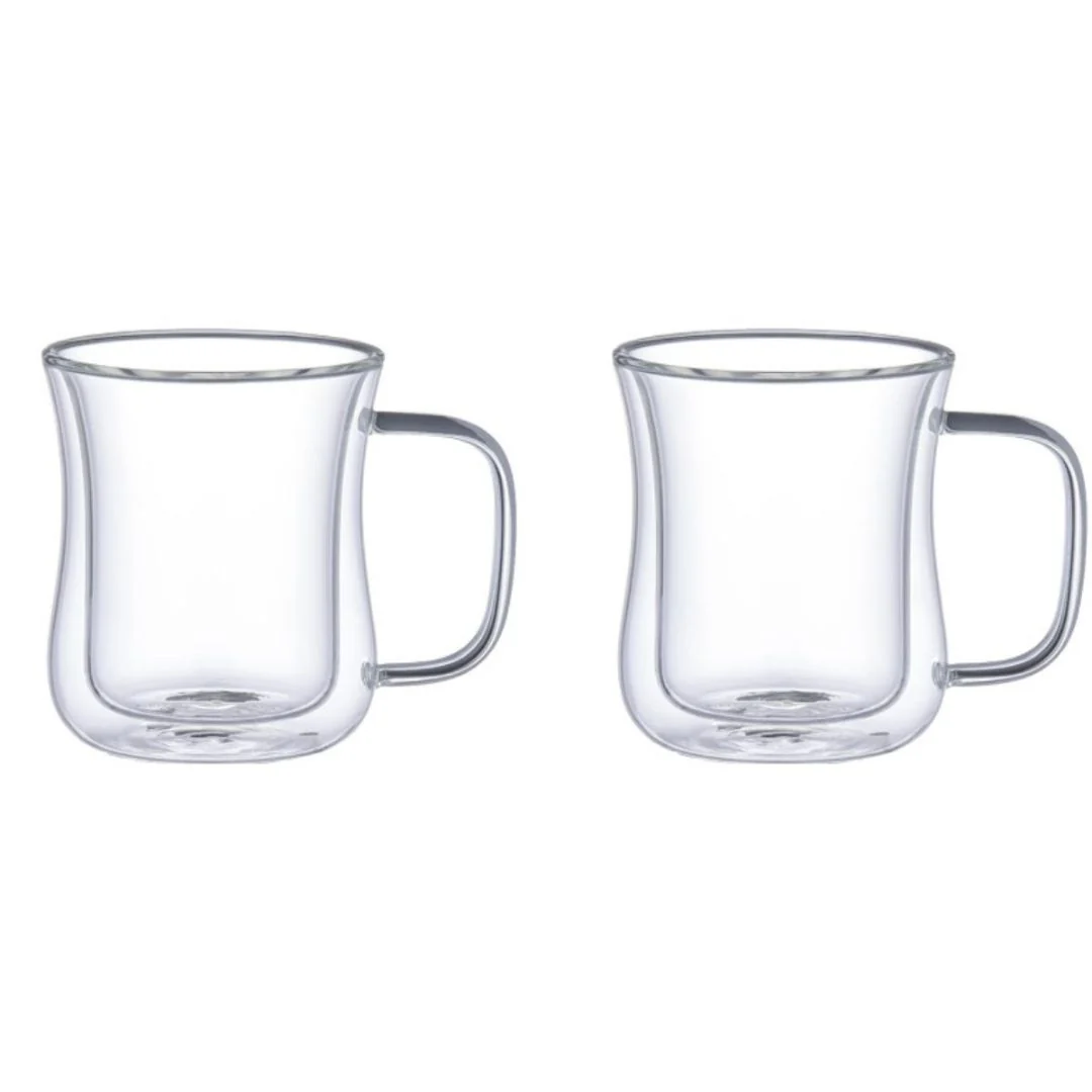 Aramoro Borosilicate Glass Double Wall Cup With Handle 2Pcs/Set - Image 7