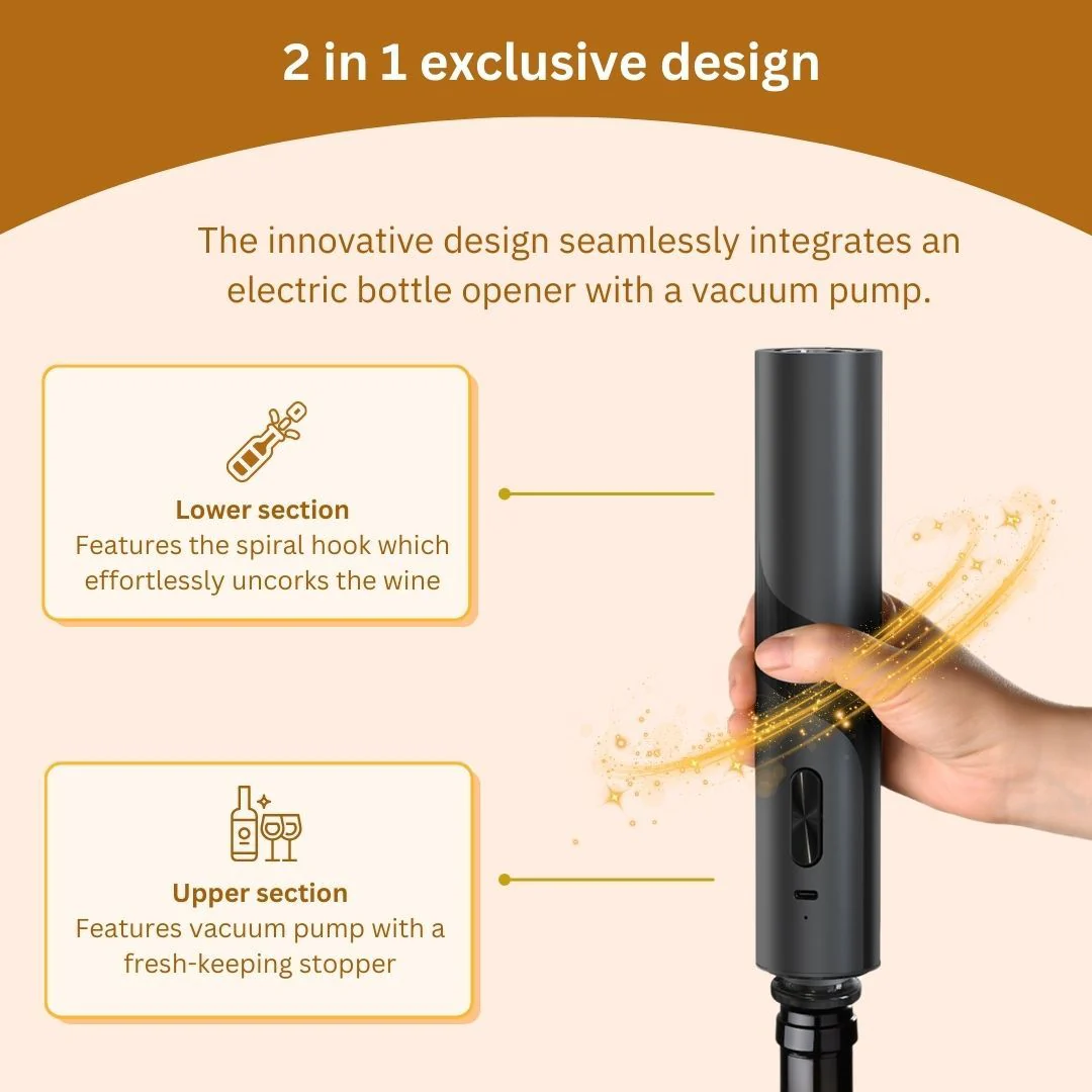 Arden 4-in-1 Rechargeable Electric Stainless Steel Wine Opener with Vacuum Pump Set - Image 3