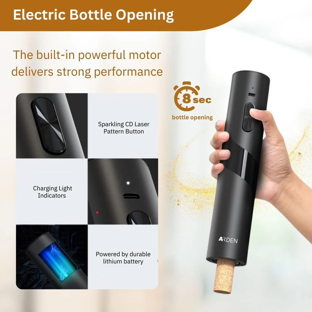 Arden 4-in-1 Rechargeable Electric Stainless Steel Wine Opener with Vacuum Pump Set - Image 4