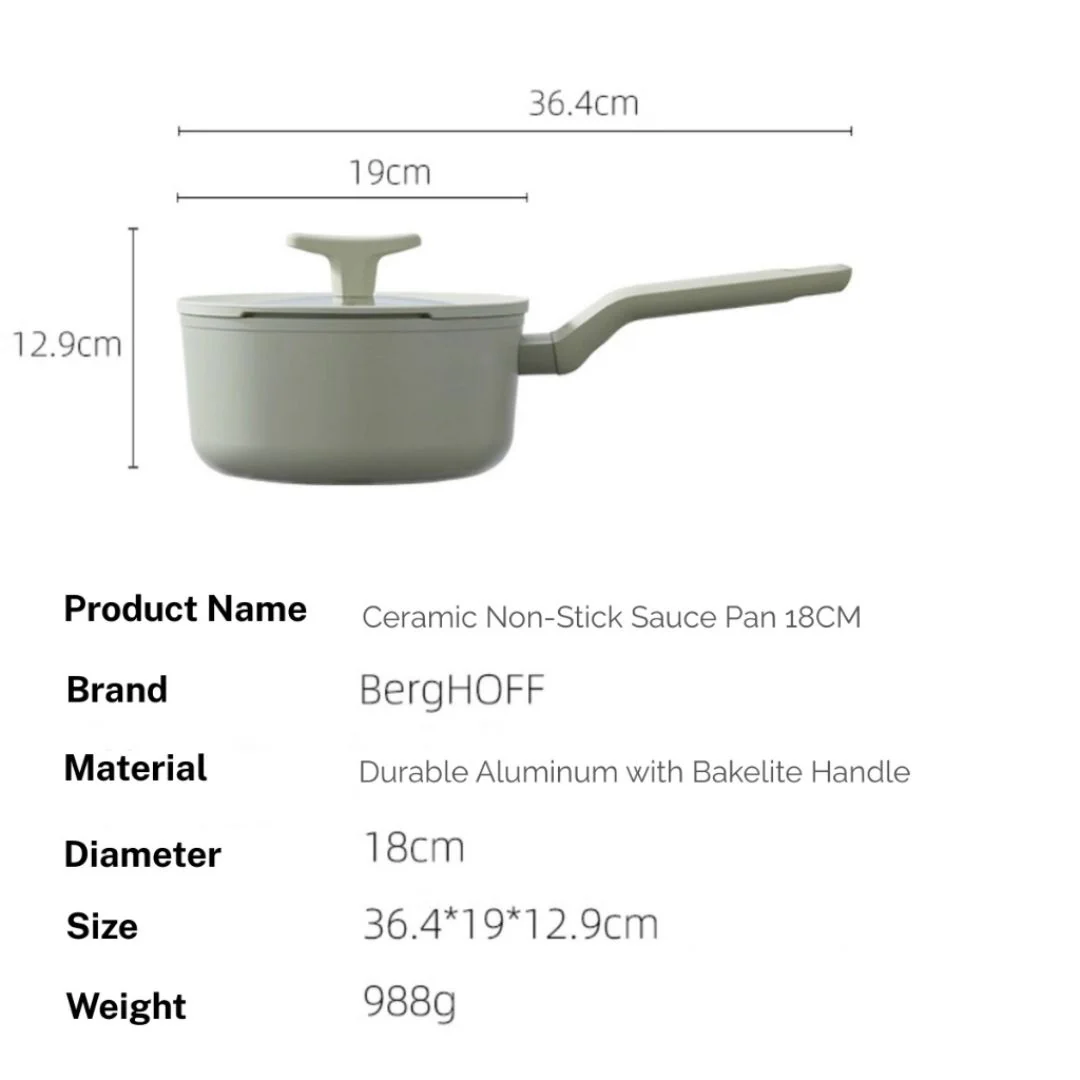 Berghoff Covered Saucepan Non-Stick Balance Ivory 18CM - Image 2