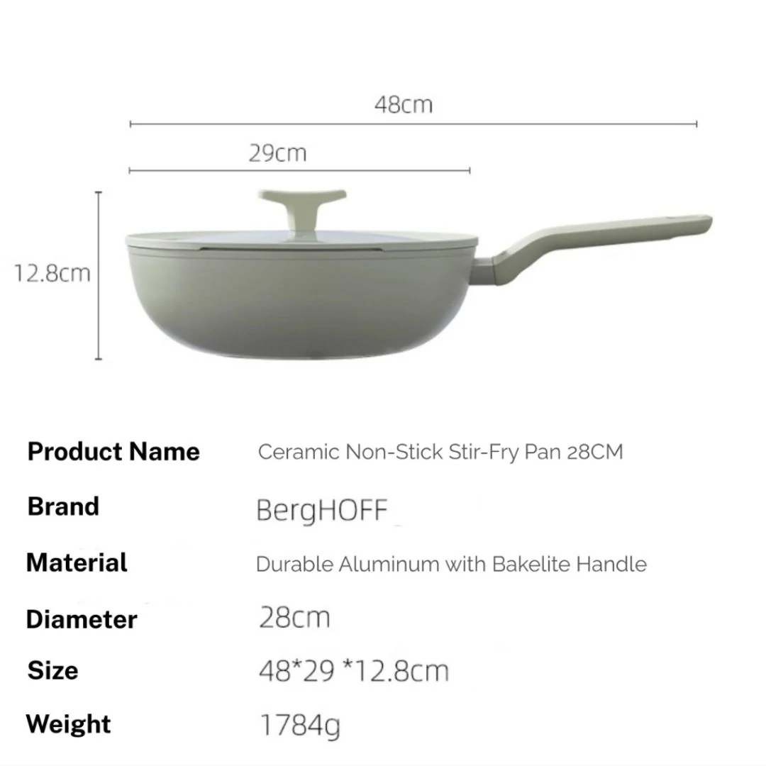 Berghoff Covered Wok Non-Stick Balance Ivory 28CM - Image 2