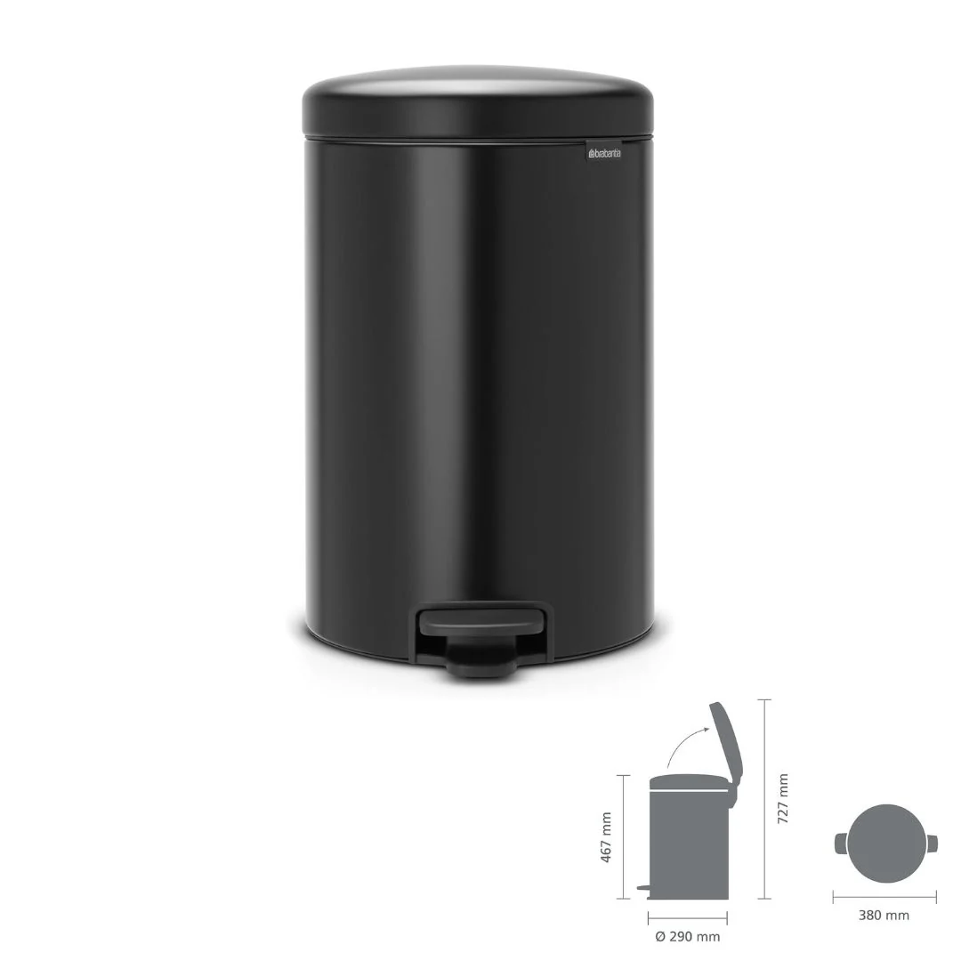 Brabantia Newicon Pedal Bin Soft Closing Matt Black - Image 6