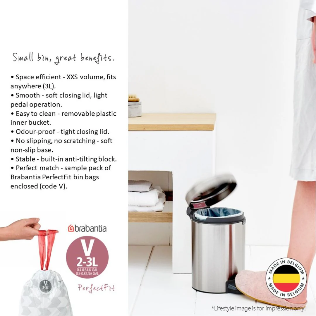 Brabantia NewIcon Pedal Bin XXS Soft Closing 3L - Image 6