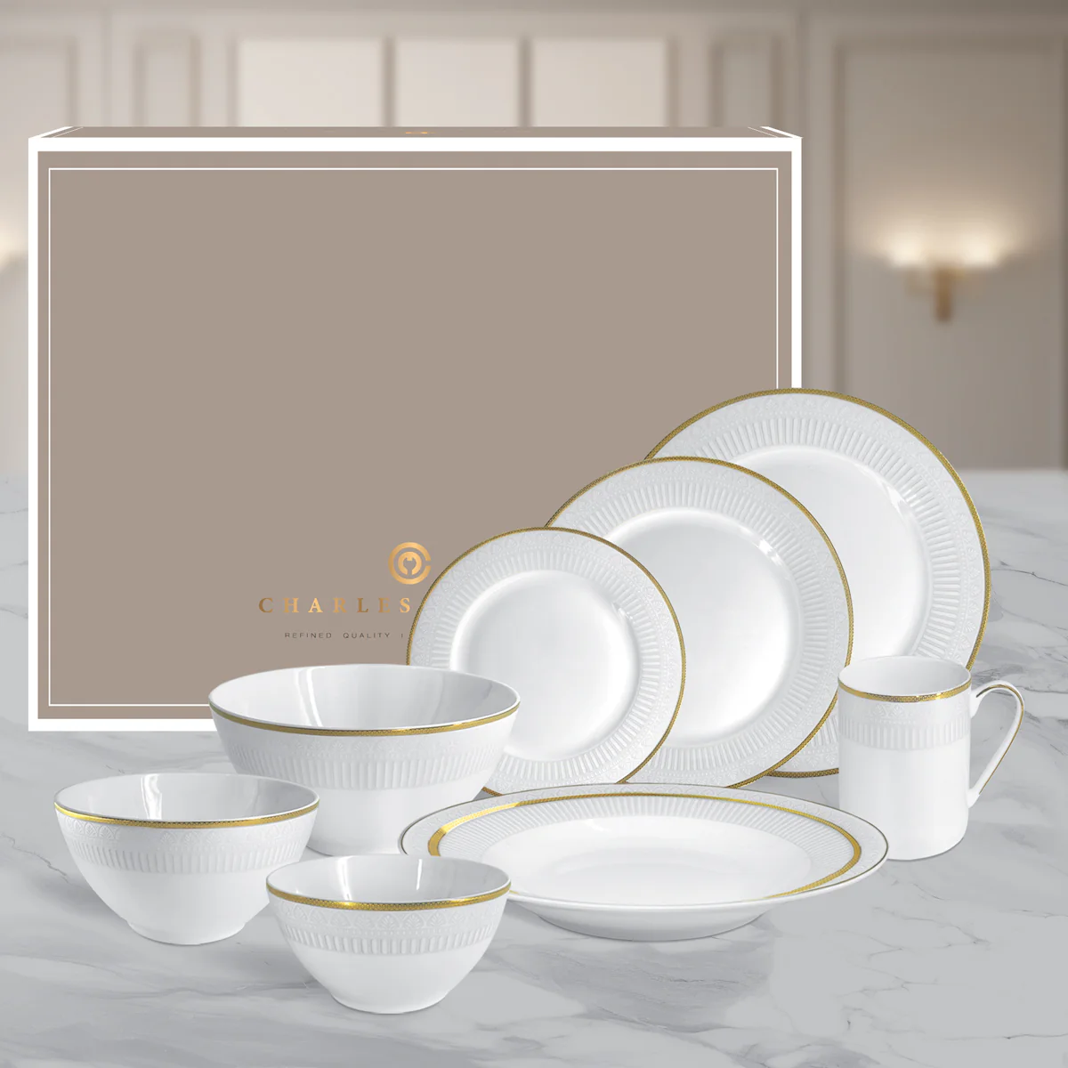 Charles Millen Signature Fine Bone China Collection Vogue Series Good For 6 Dining Set - Image 5