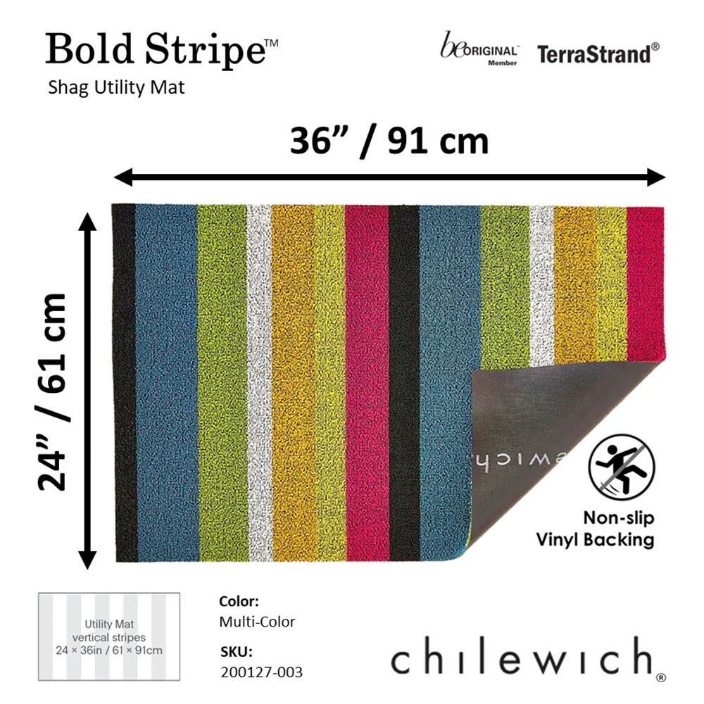 CHILEWICH TerraStrand Microban Bold Stripe Utility Mat 61 x 91 cm, Multi-Color - Image 2