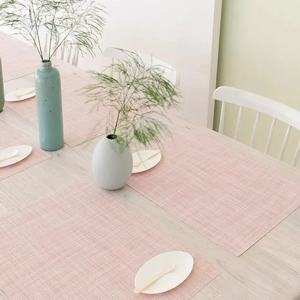 CHILEWICH TerraStrand Microban Mini Basketweave Woven Table Mat 36 x 48 cm, Blush - Image 3