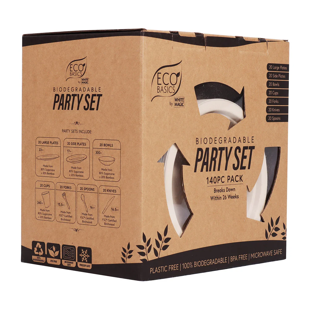 White Magic Eco Basics Biodegradable Party Set - Image 4