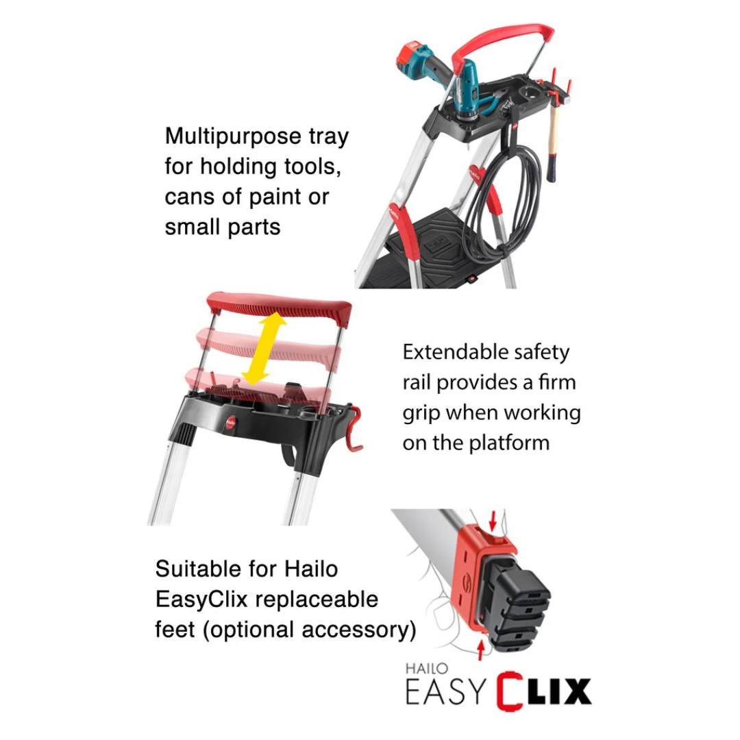 Hailo L100 Topline Safety Household Ladder 6 Steps - Image 2
