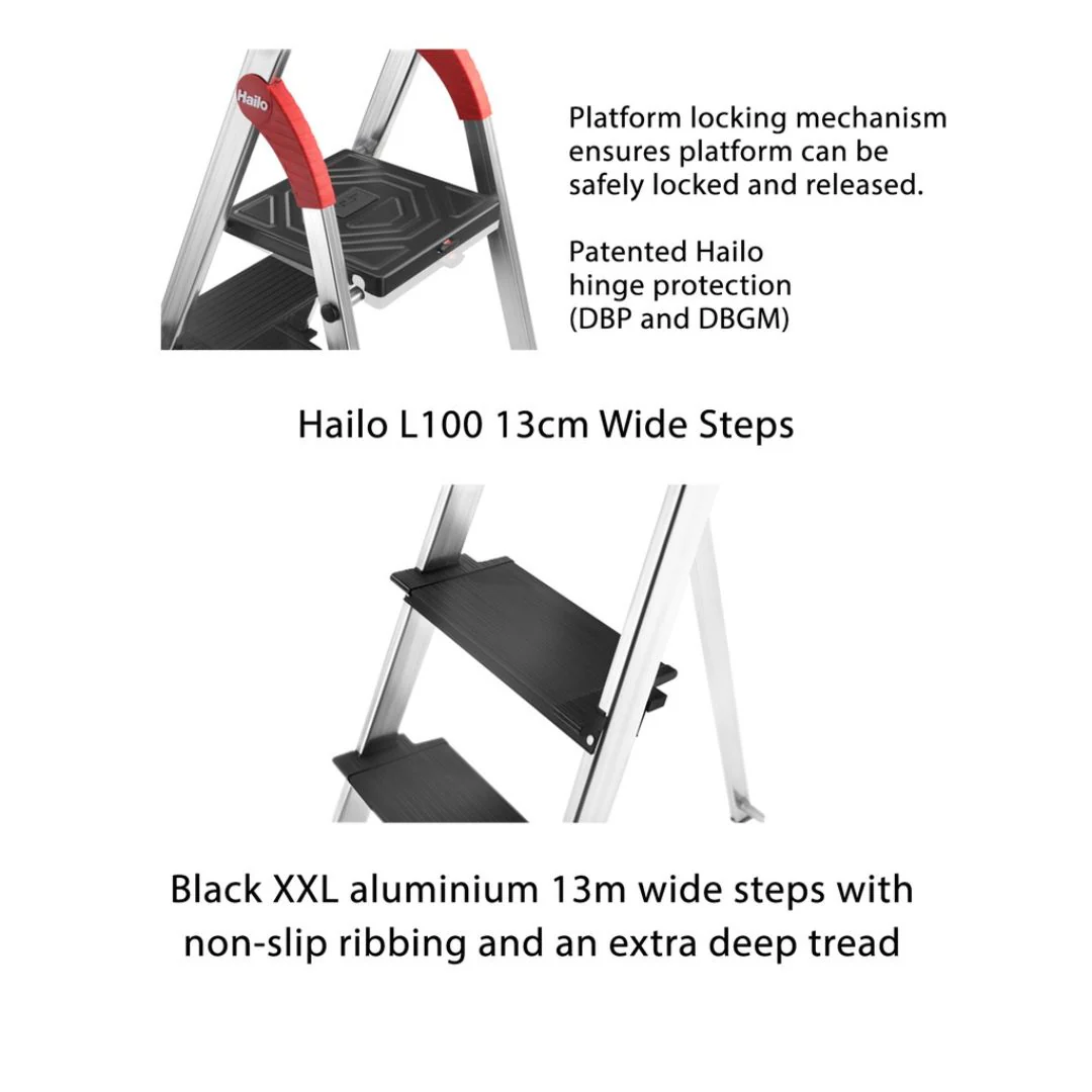 Hailo L100 Topline Safety Household Ladder 6 Steps - Image 3