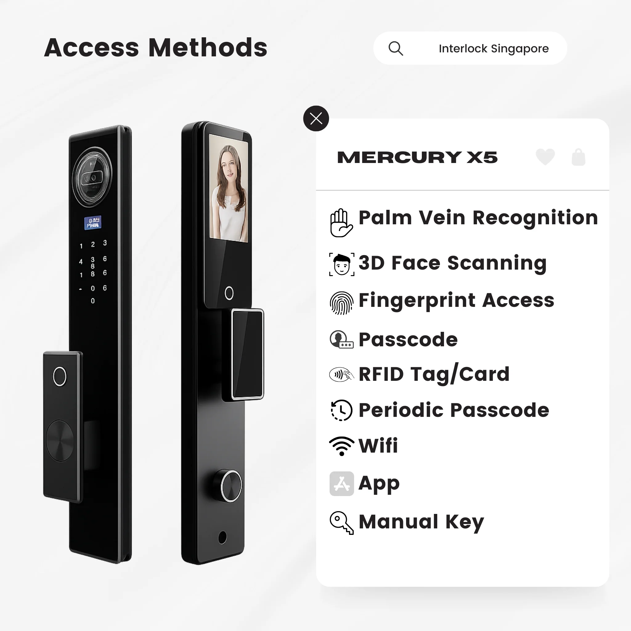 Interlock Mercury X5 Digital Door Lock with Palm Vein Recognition - Image 2