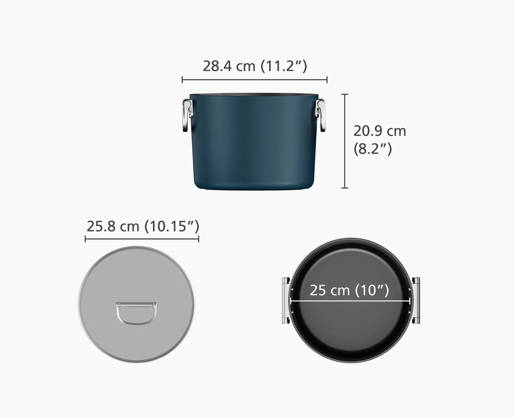 Joseph Joseph Space Folding Handle Ceramic Non-stick 25cm Blue Stock Pot & Lid - Image 4