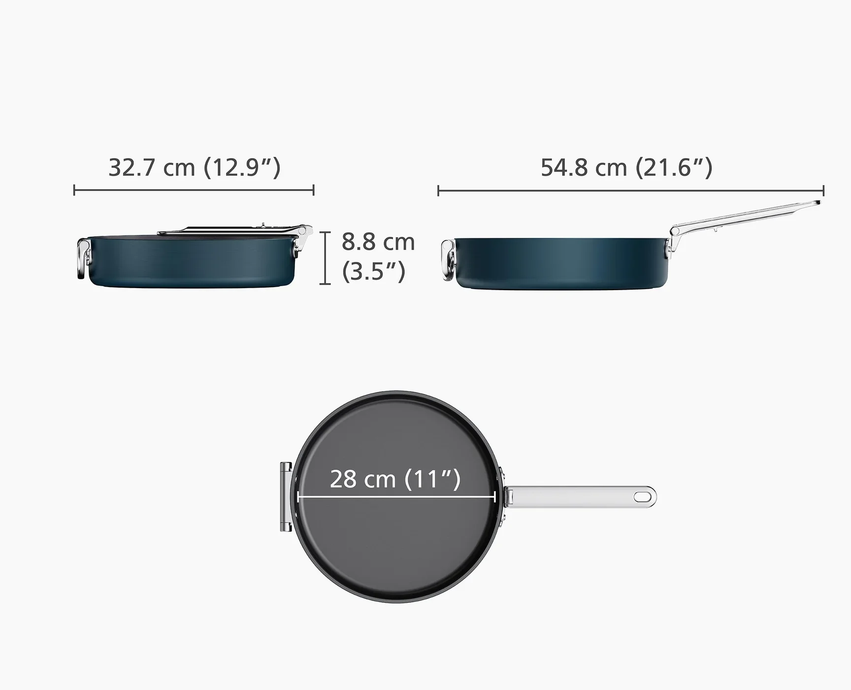 Joseph Joseph Space Folding Handle Ceramic Non-stick Blue Frying Pan - Image 8