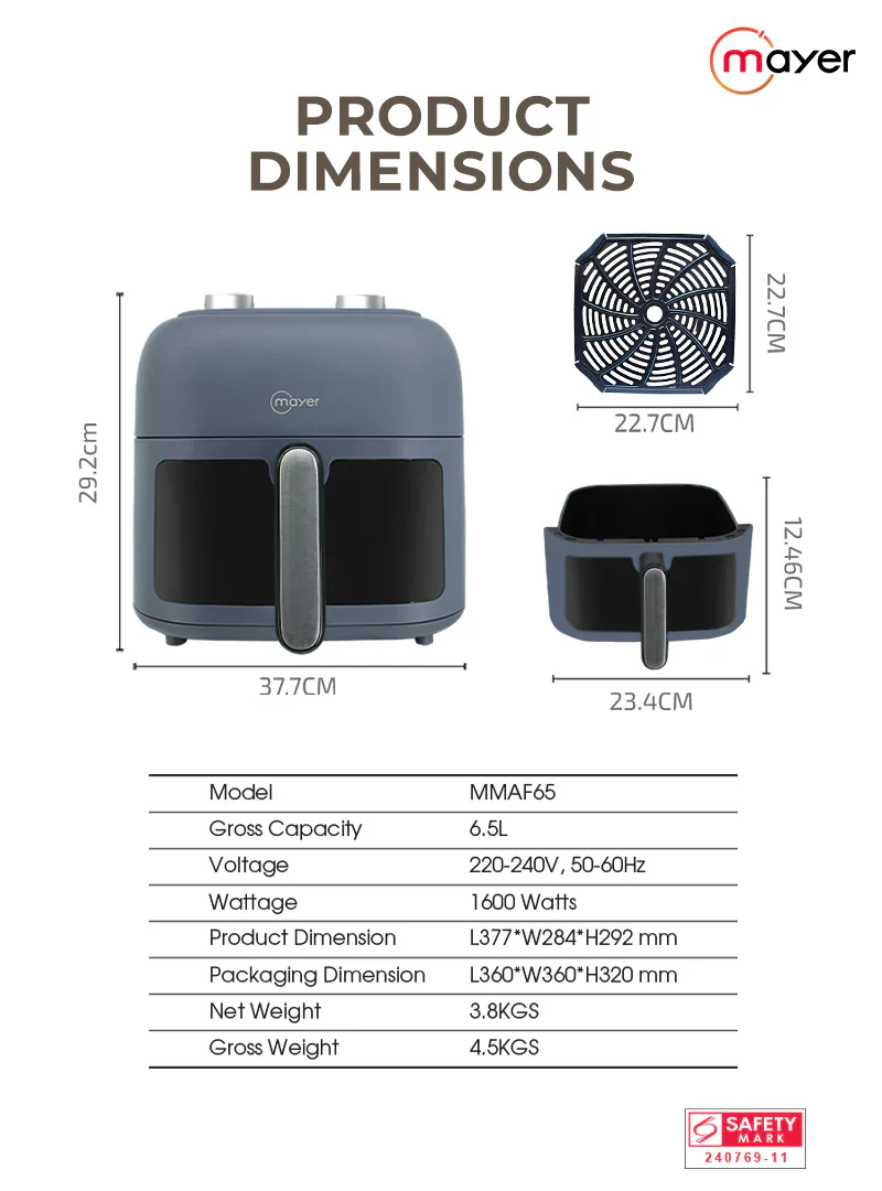 Mayer 6.5L Ceramic Air Fryer - Image 7