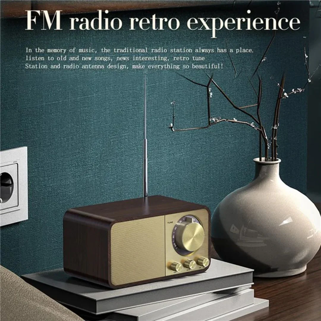 ONEDER JY-66 Retro Wooden Wireless Bluetooth FM Radio speaker - Image 3