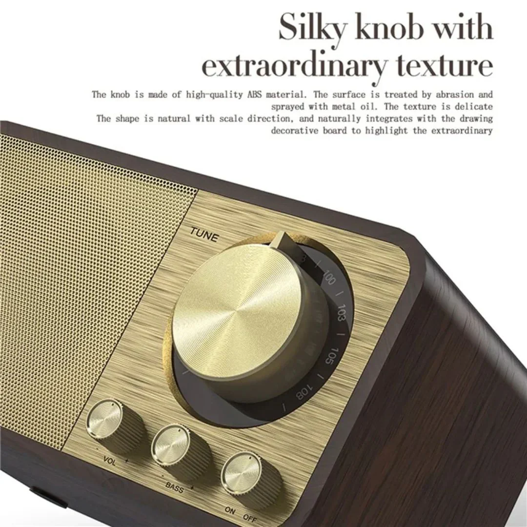 ONEDER JY-66 Retro Wooden Wireless Bluetooth FM Radio speaker - Image 5