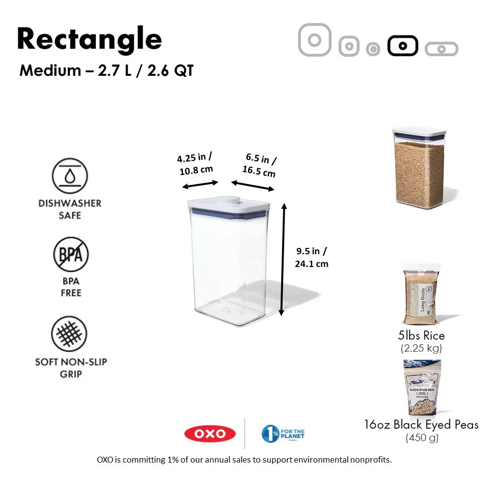 OXO Good Grips POP Container Rectangle - Medium, 2.6 L - Image 9