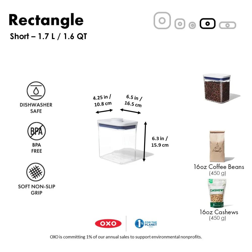 OXO Good Grips POP Container Rectangle - Short, 1.6 L - Image 9