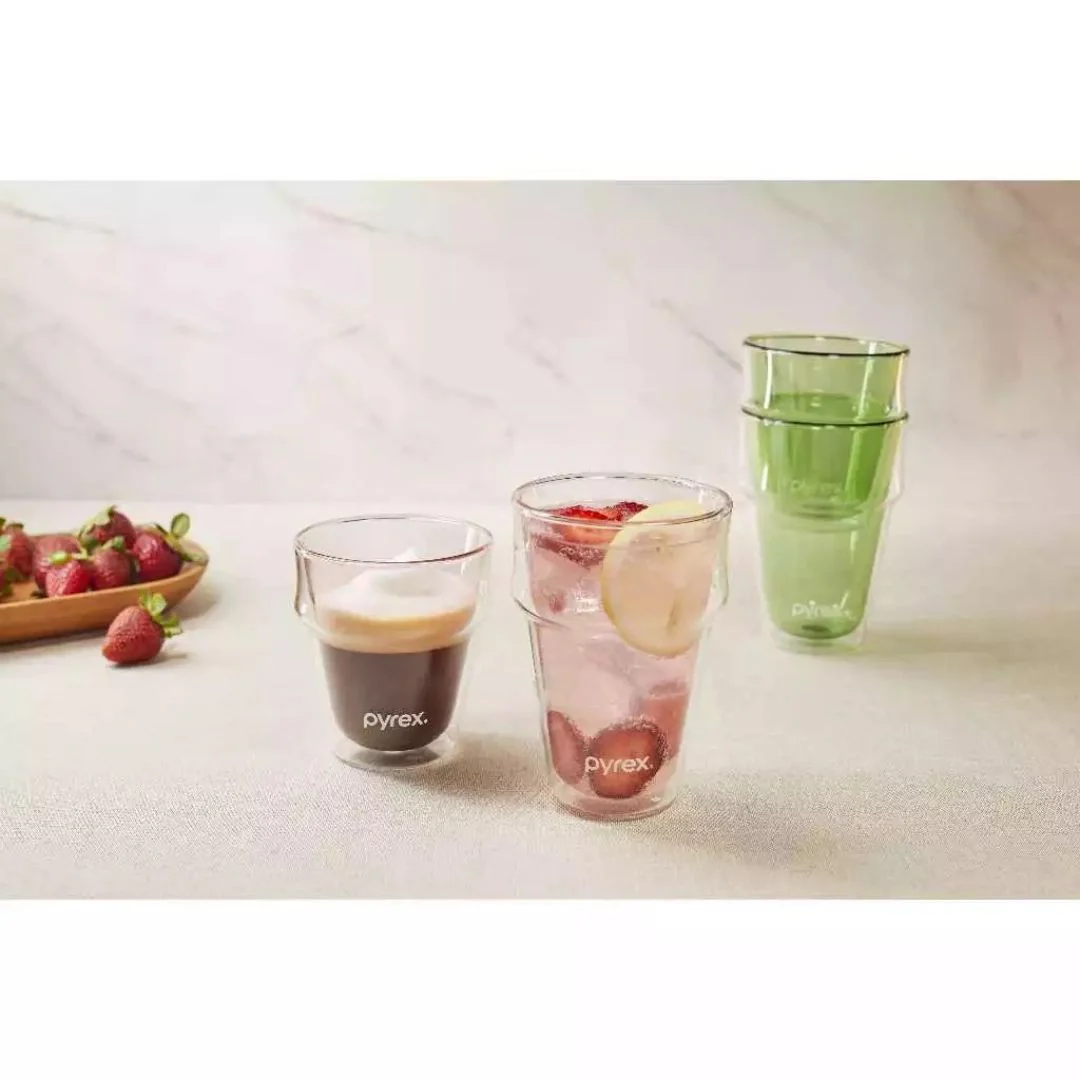Pyrex 2Pc Stackable Double Wall Glass Set - Image 3
