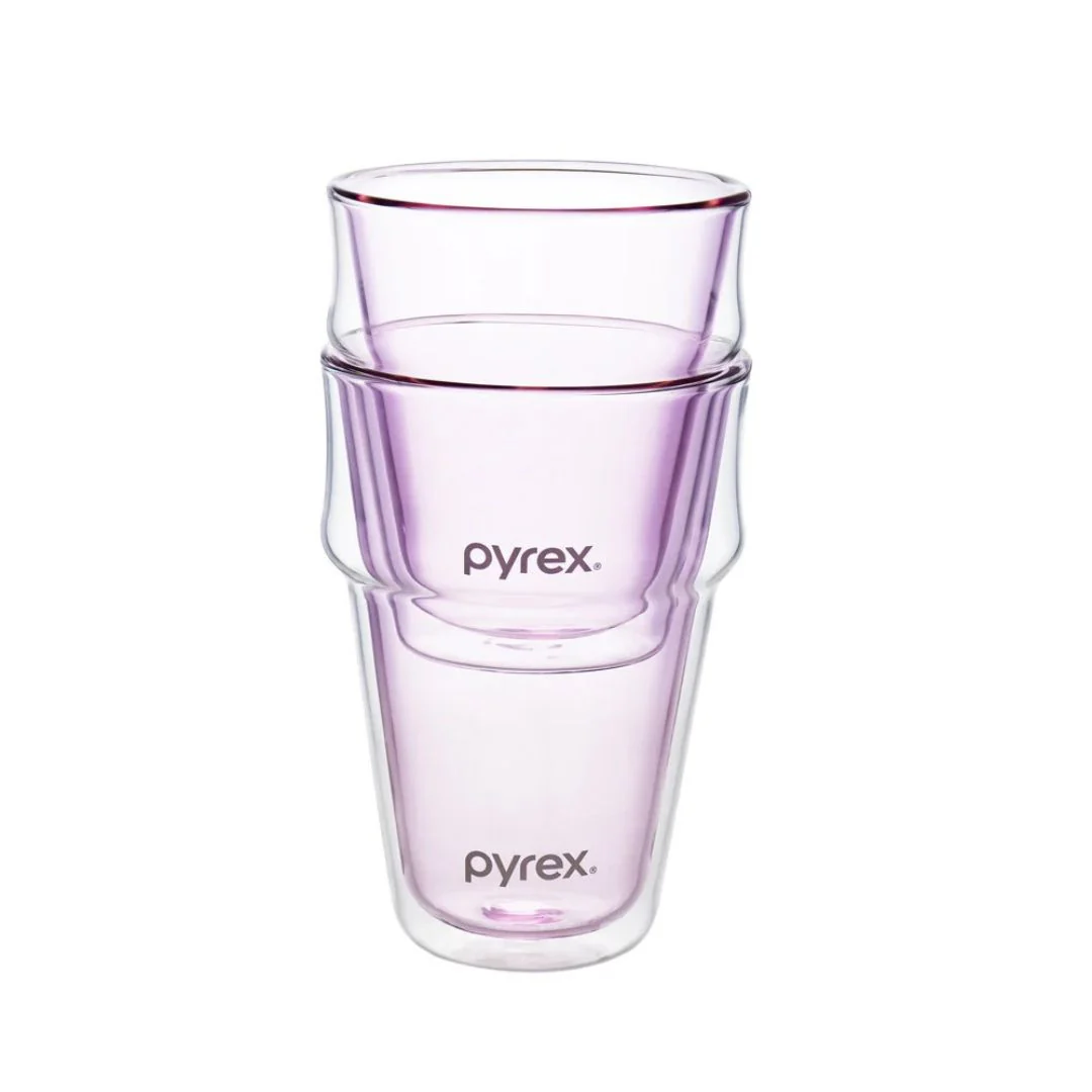 Pyrex 2Pc Stackable Double Wall Glass Set - Image 4