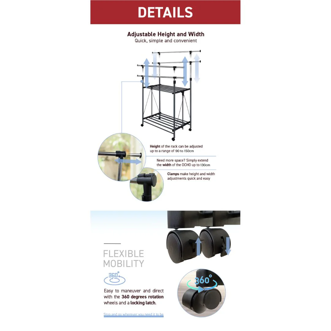 RENE Ocho Foldable Double Drying Rack - Image 13