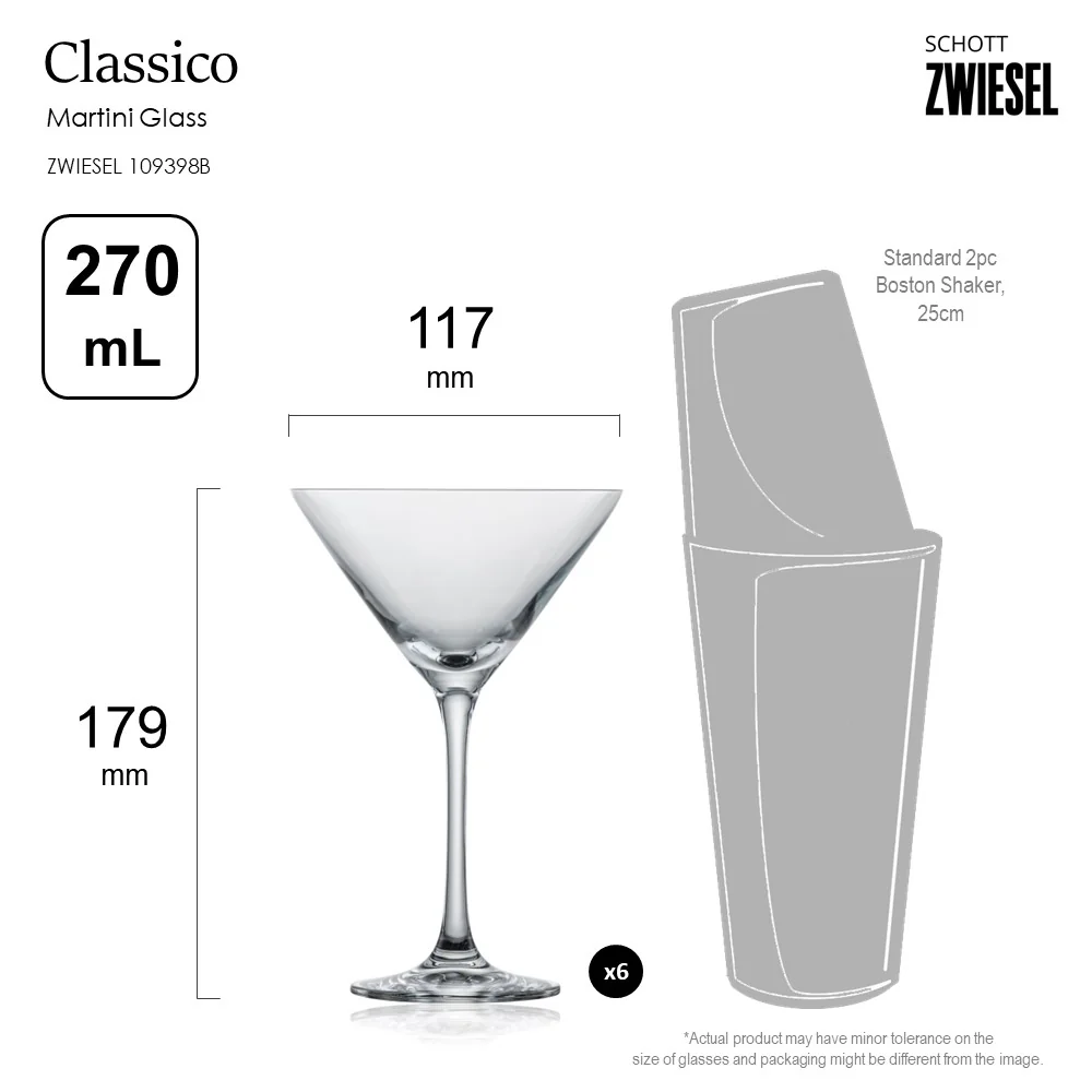 Schott Zwiesel Tritan Crystal Classico Martini Glass, 270 mL - Box of 6 - Image 5
