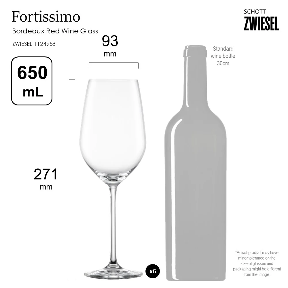 Schott Zwiesel Tritan Crystal Fortissimo Bordeaux Red Wine Glass, 650 mL - Box of 6 - Image 5