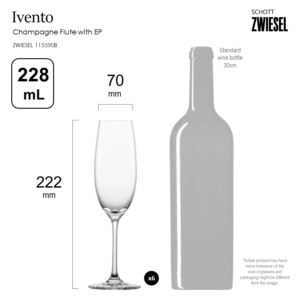 Schott Zwiesel Tritan Crystal Ivento Champagne Flute with EP, 228 mL - Box of 6 - Image 5