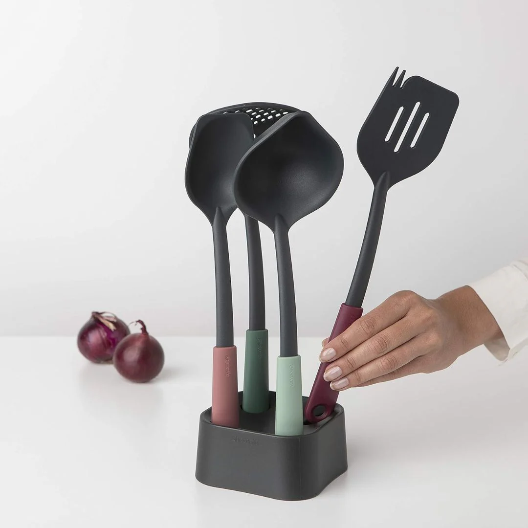 Set of 5 Brabantia Tasty+ Kitchen Utensils Set with Stand - Image 5