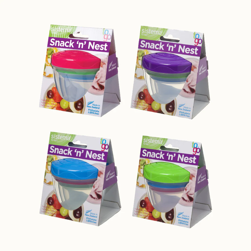 SISTEMA Snack 'N' Nest To Go Nestable Snack Containers 3 Pack