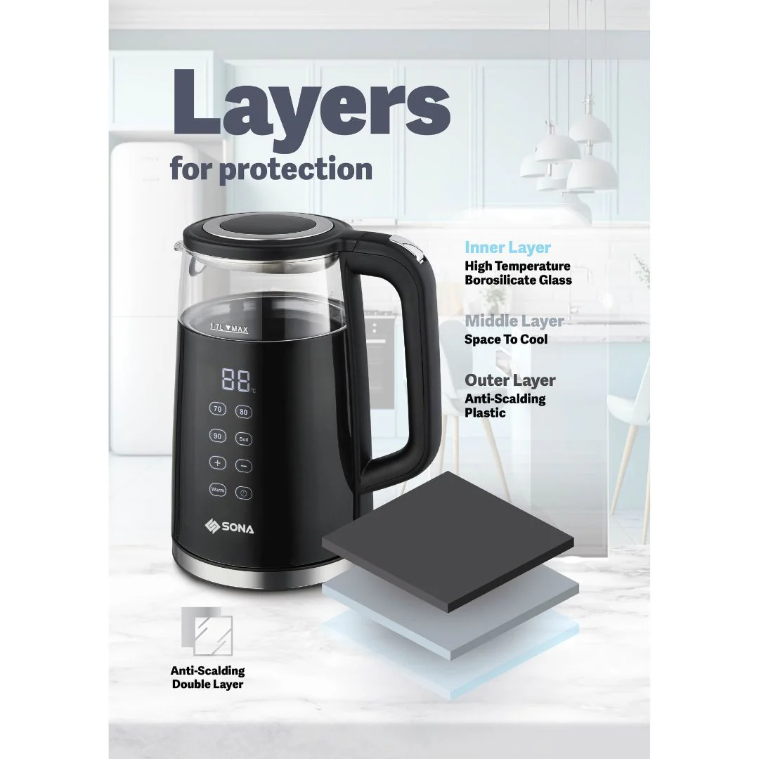 Sona 1.7L Digital Double Layer Glass Kettle - Image 5