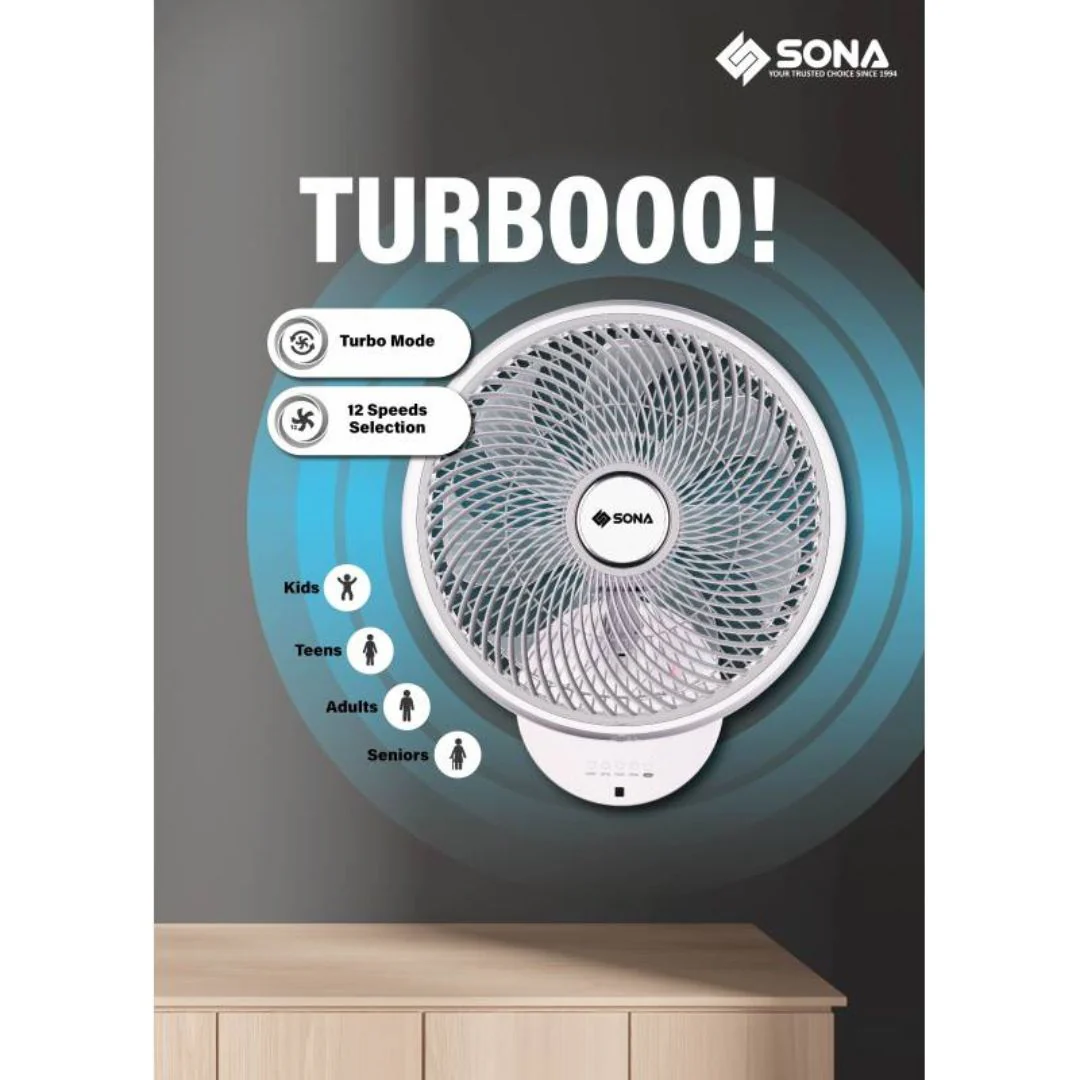 Sona 16” Remote DC Wall Fan - Image 2