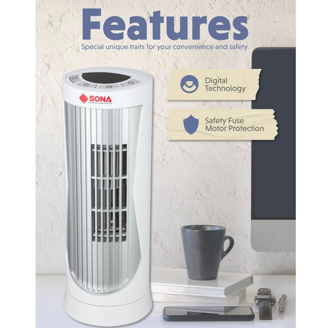 Sona Digital Mini Personal Tower Fan - Image 4