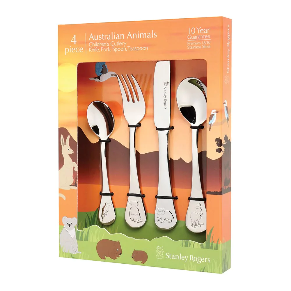 STANLEY ROGERS Children's Cutlery 4 Piece Set - Australian Animals
