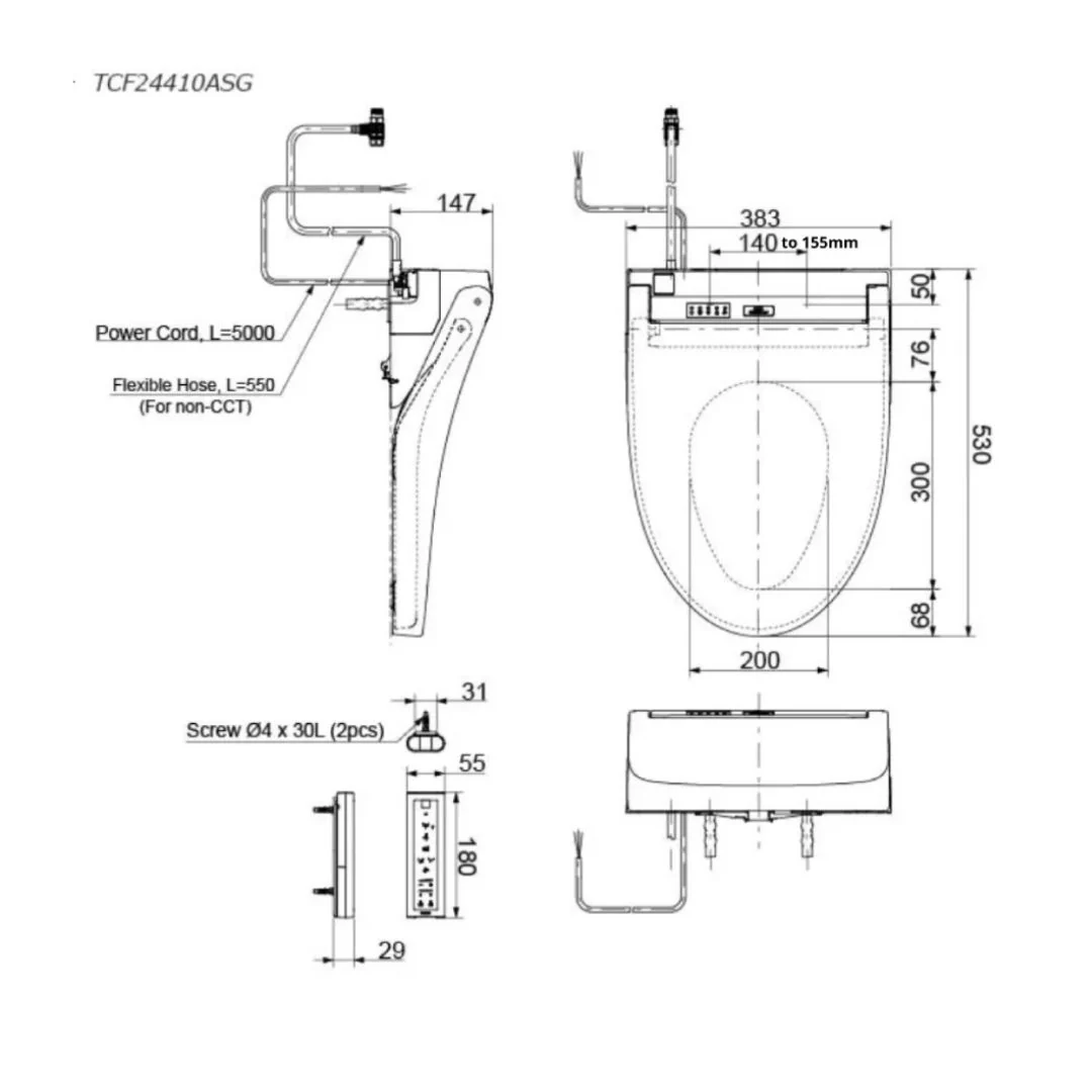 Toto Close-Coupled Toilet Bowl C769ESI With Washlet TCF23410ASG Set - Image 3