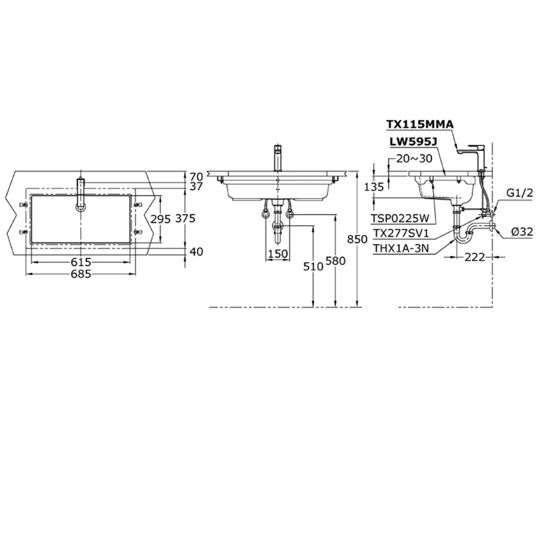 TOTO Under-counter Basin LW595J - Image 2