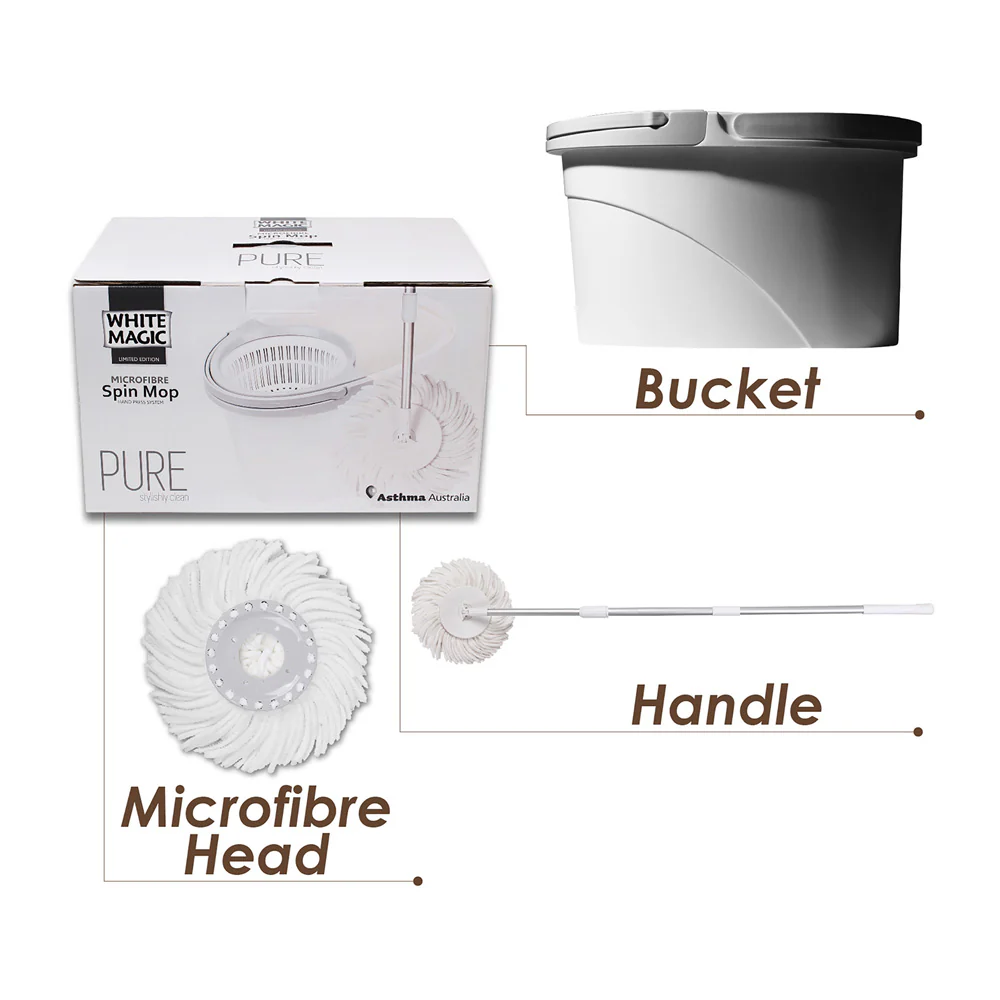 White Magic Pure Spin Mop Set (2 Heads with no Extension) - Image 5