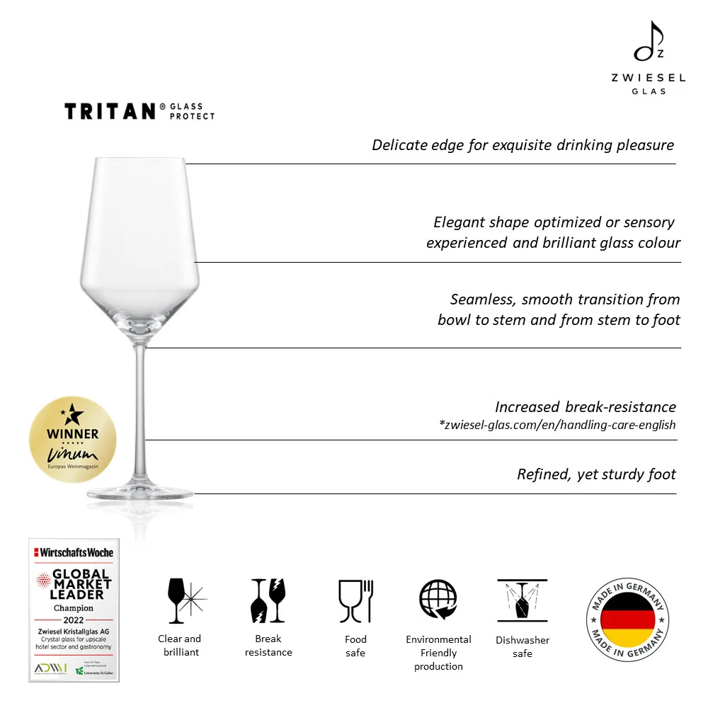 Zwiesel Glas Tritan Crystal Pure Sauvignon White Wine Glass, 408 mL - Box of 6 - Image 4