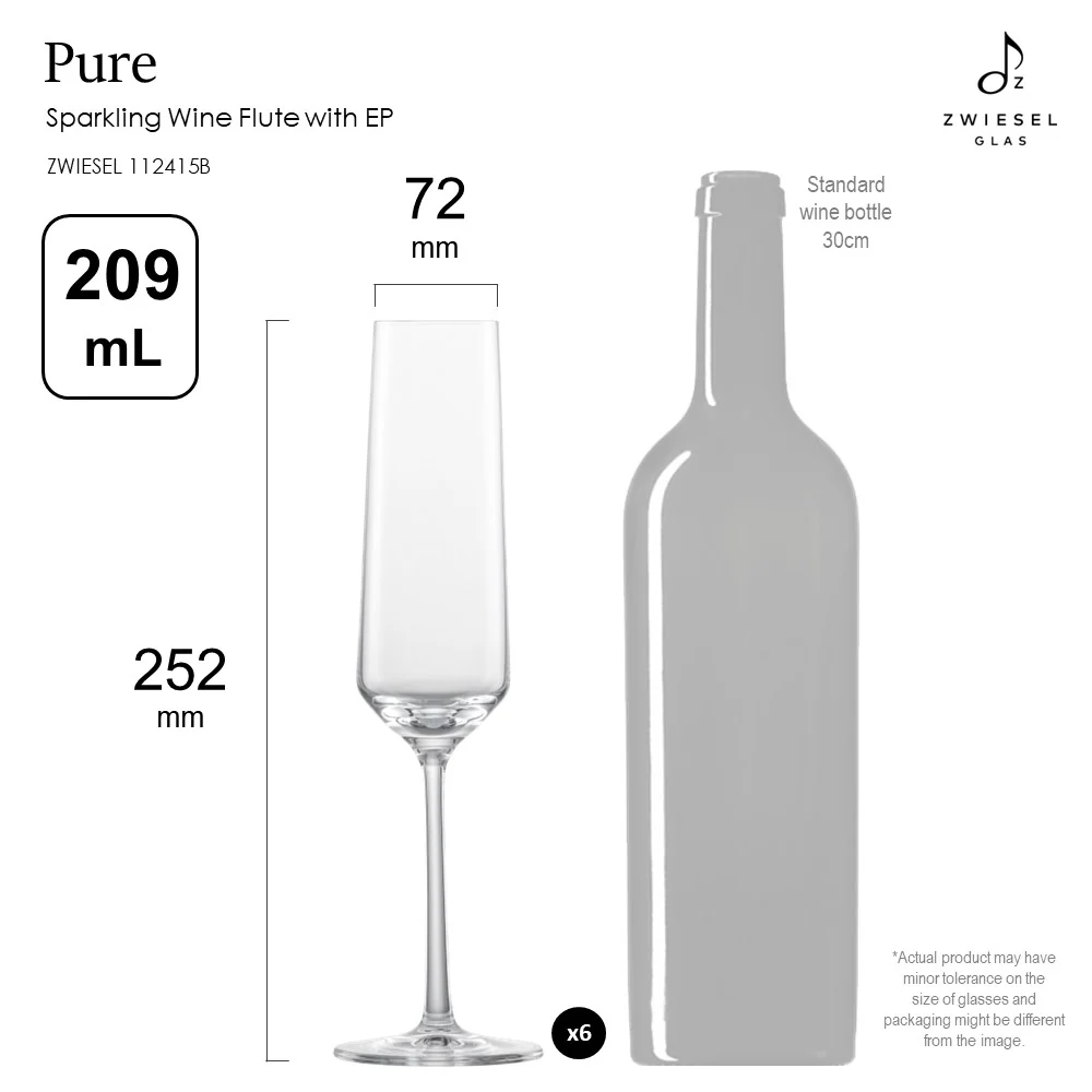 Zwiesel Glas Tritan Crystal Pure Sparkling Wine Flute with EP, 209 mL - Box of 6 - Image 5