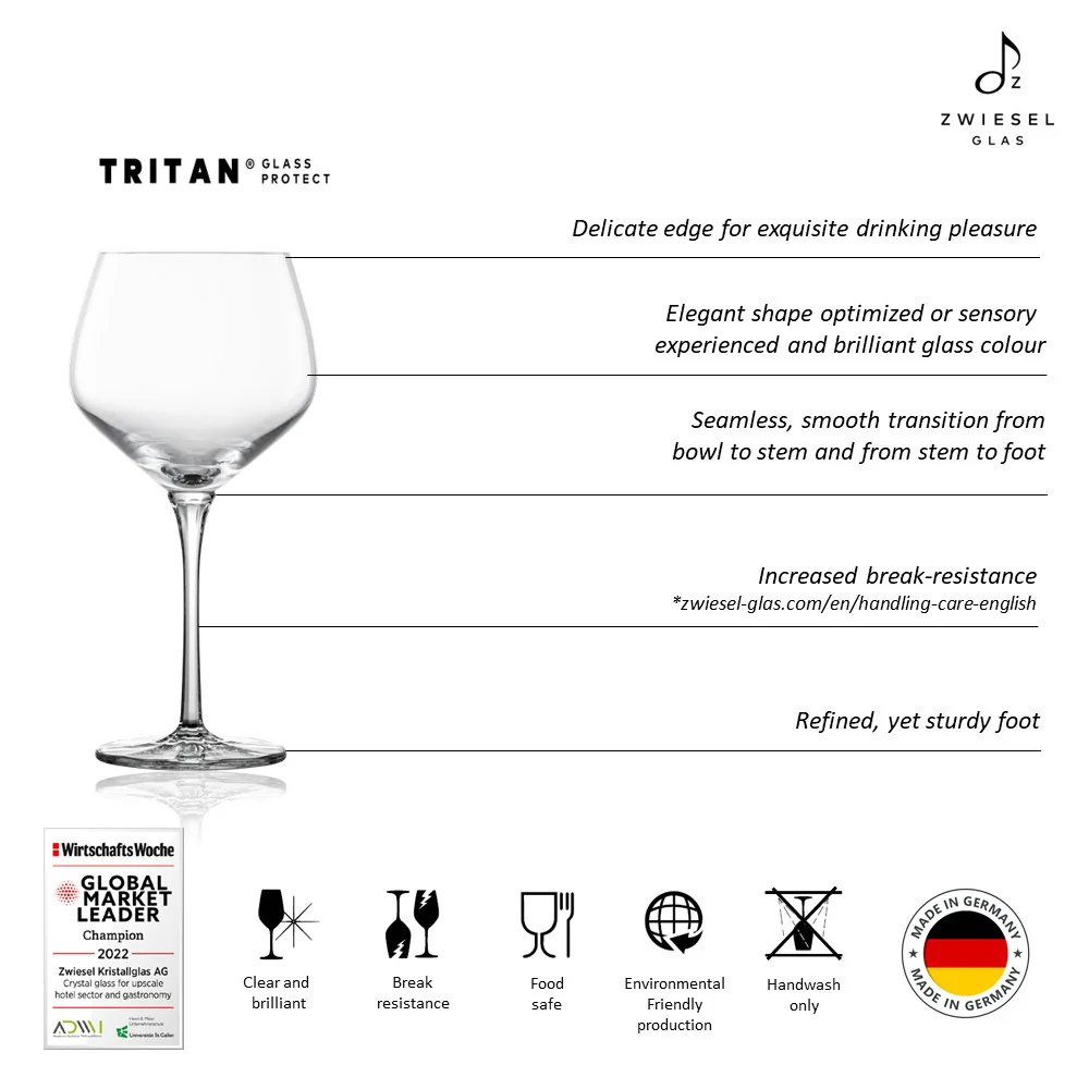 Zwiesel Glas Tritan Crystal Rotation Burgundy Red Wine Glass, 617 mL - Box of 6 - Image 4