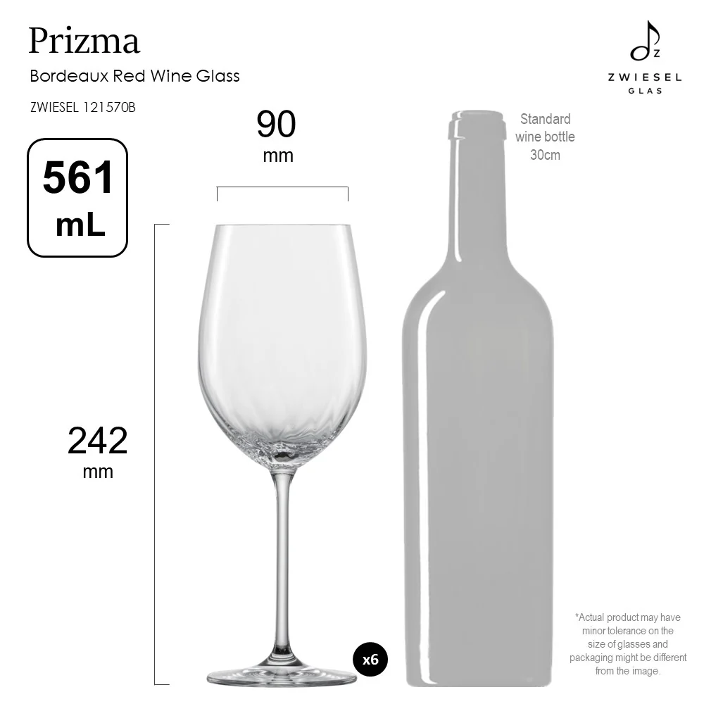 Zwiesel Glas Tritan Crystal Wineshine/Prizma Bordeaux Red Wine Glass, 561 mL - Box of 6 - Image 5